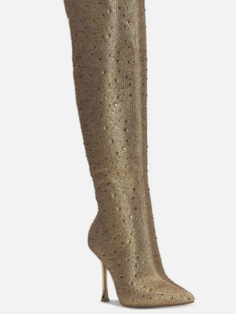 INC Saveria SEXY Gold Rhinestone Stiletto Over-The-Knee Boots Multi Sizes